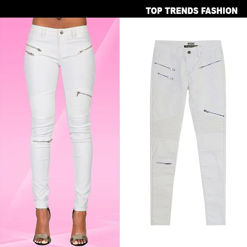 2026 winter Sexy Women Pu Leather Black Pants Zipper Stretch Bodycon Ruched Patchwork punk clothes Women Pencil Long Pants White