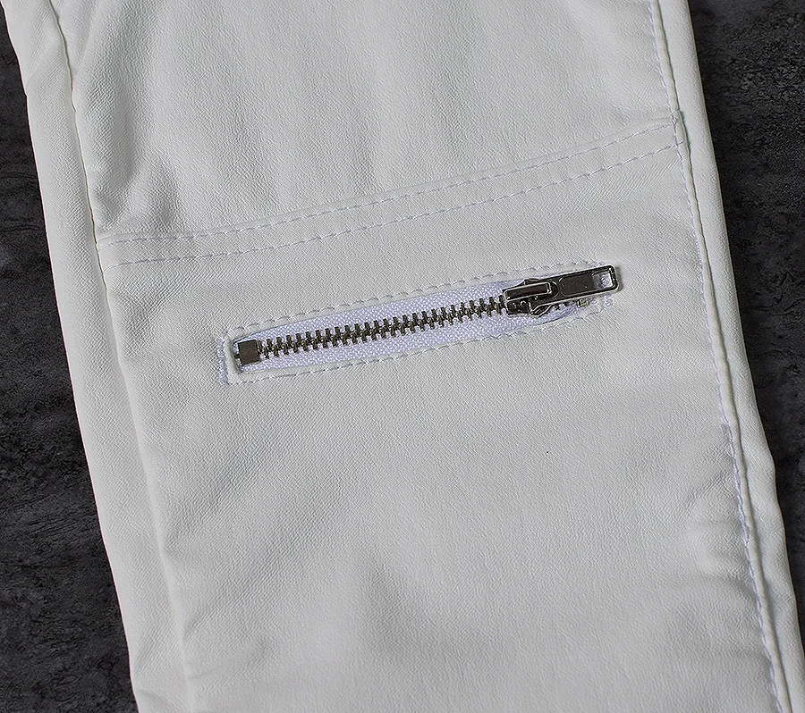 2026 winter Sexy Women Pu Leather Black Pants Zipper Stretch Bodycon Ruched Patchwork punk clothes Women Pencil Long Pants White