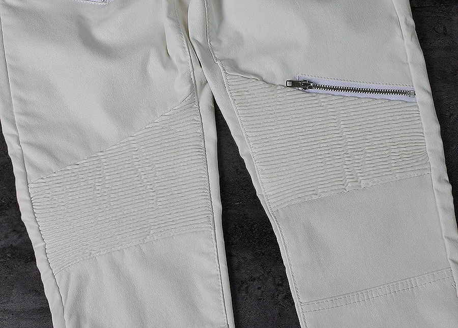 2026 winter Sexy Women Pu Leather Black Pants Zipper Stretch Bodycon Ruched Patchwork punk clothes Women Pencil Long Pants White