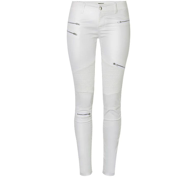 2026 winter Sexy Women Pu Leather Black Pants Zipper Stretch Bodycon Ruched Patchwork punk clothes Women Pencil Long Pants White