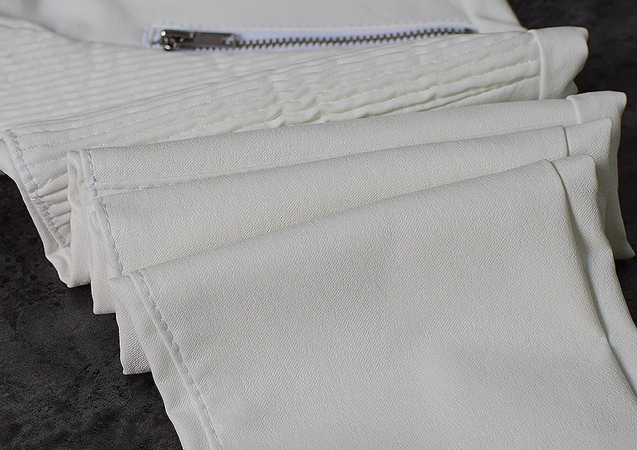 2026 winter Sexy Women Pu Leather Black Pants Zipper Stretch Bodycon Ruched Patchwork punk clothes Women Pencil Long Pants White