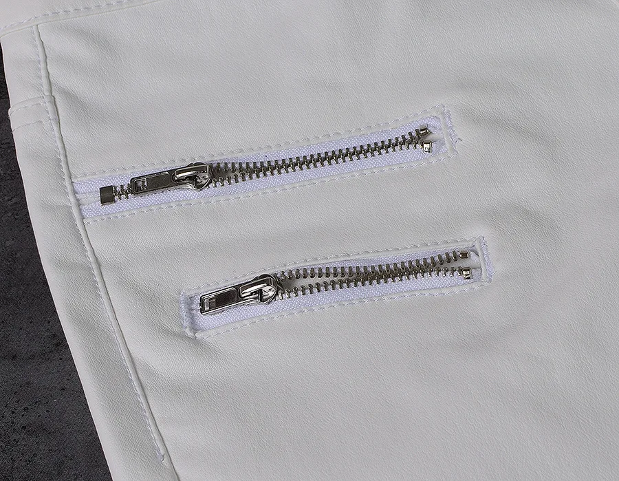 2026 winter Sexy Women Pu Leather Black Pants Zipper Stretch Bodycon Ruched Patchwork punk clothes Women Pencil Long Pants White