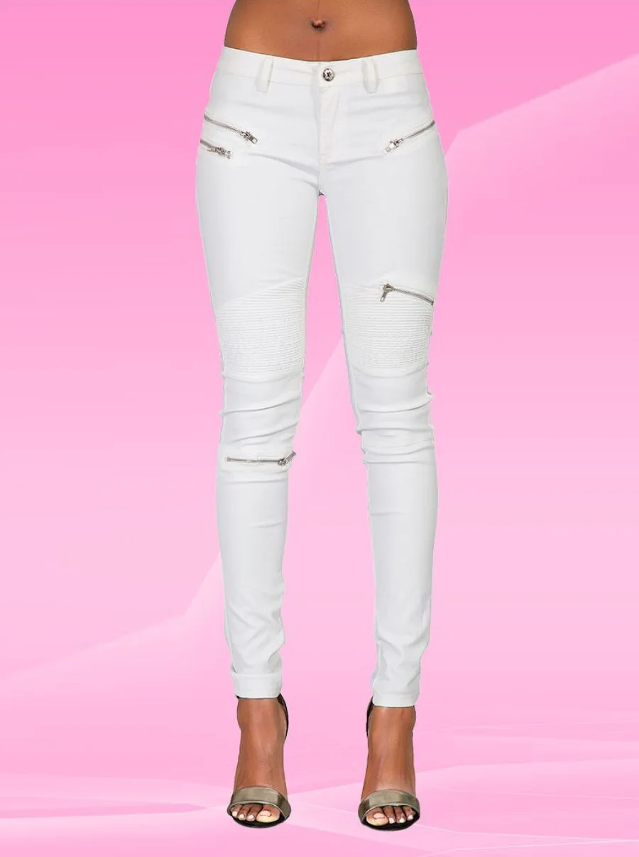 2026 winter Sexy Women Pu Leather Black Pants Zipper Stretch Bodycon Ruched Patchwork punk clothes Women Pencil Long Pants White