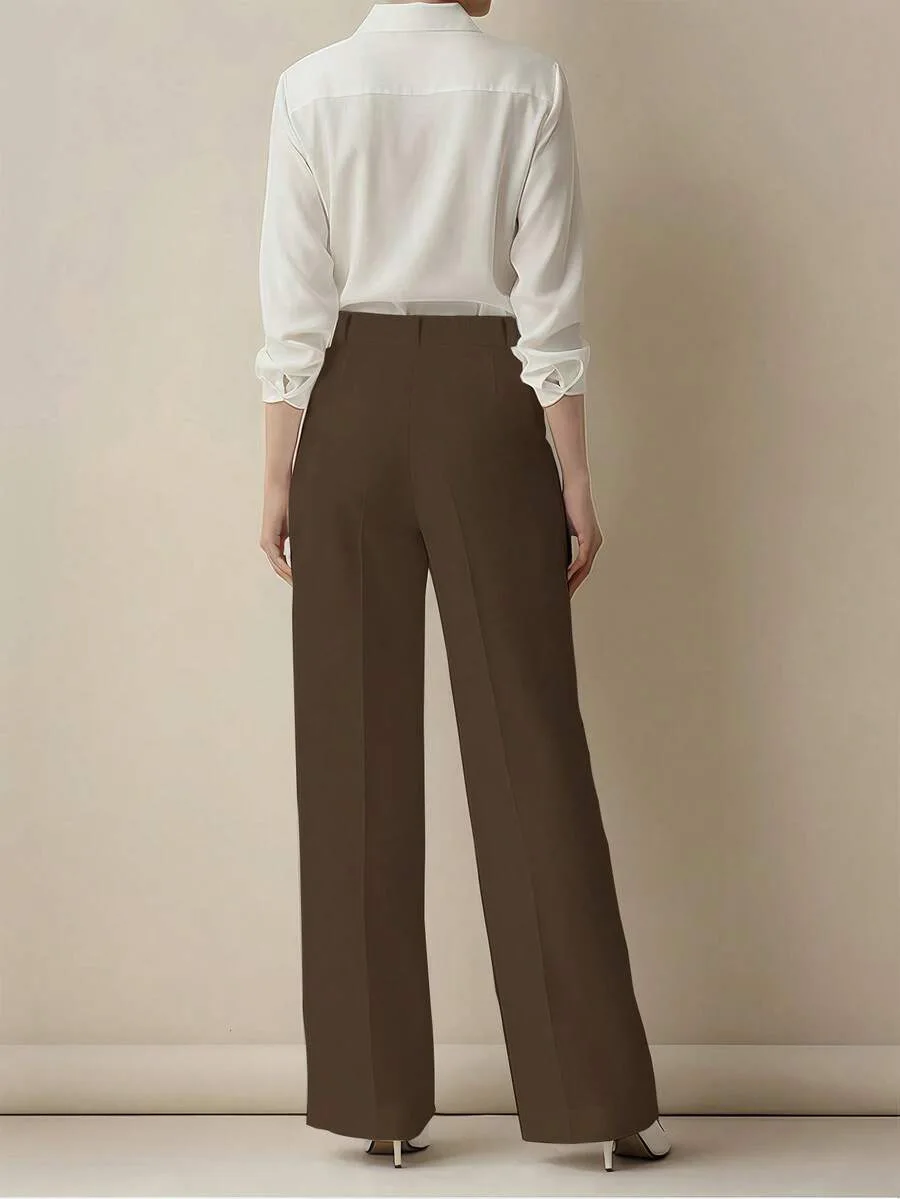 Straight Pants Women High Waist Formal Suit Trousers Female Business Full Length Button Fly Spring Summer Office Lady 2026