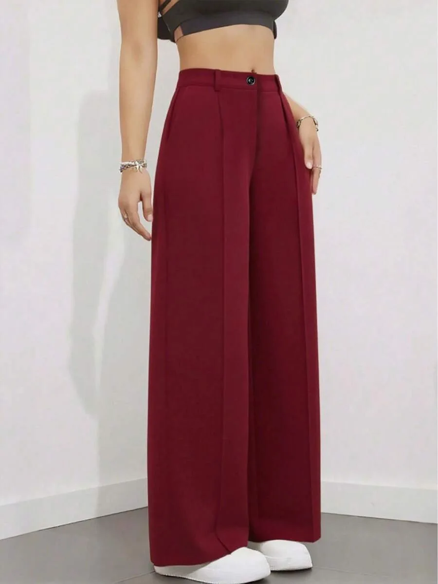 Straight Pants Women High Waist Formal Suit Trousers Female Business Full Length Button Fly Spring Summer Office Lady 2026