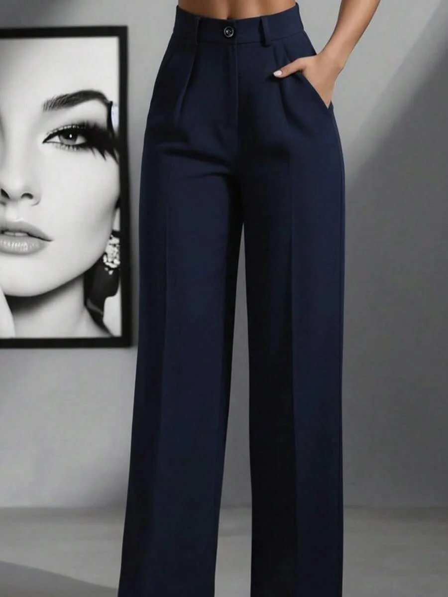 Straight Pants Women High Waist Formal Suit Trousers Female Business Full Length Button Fly Spring Summer Office Lady 2026