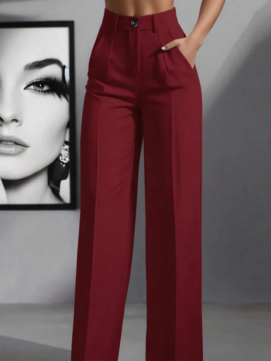 Straight Pants Women High Waist Formal Suit Trousers Female Business Full Length Button Fly Spring Summer Office Lady 2026