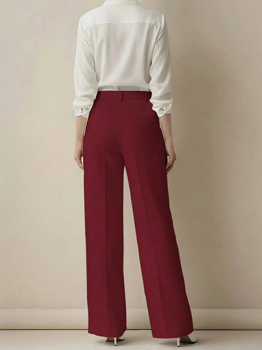 Straight Pants Women High Waist Formal Suit Trousers Female Business Full Length Button Fly Spring Summer Office Lady 2026