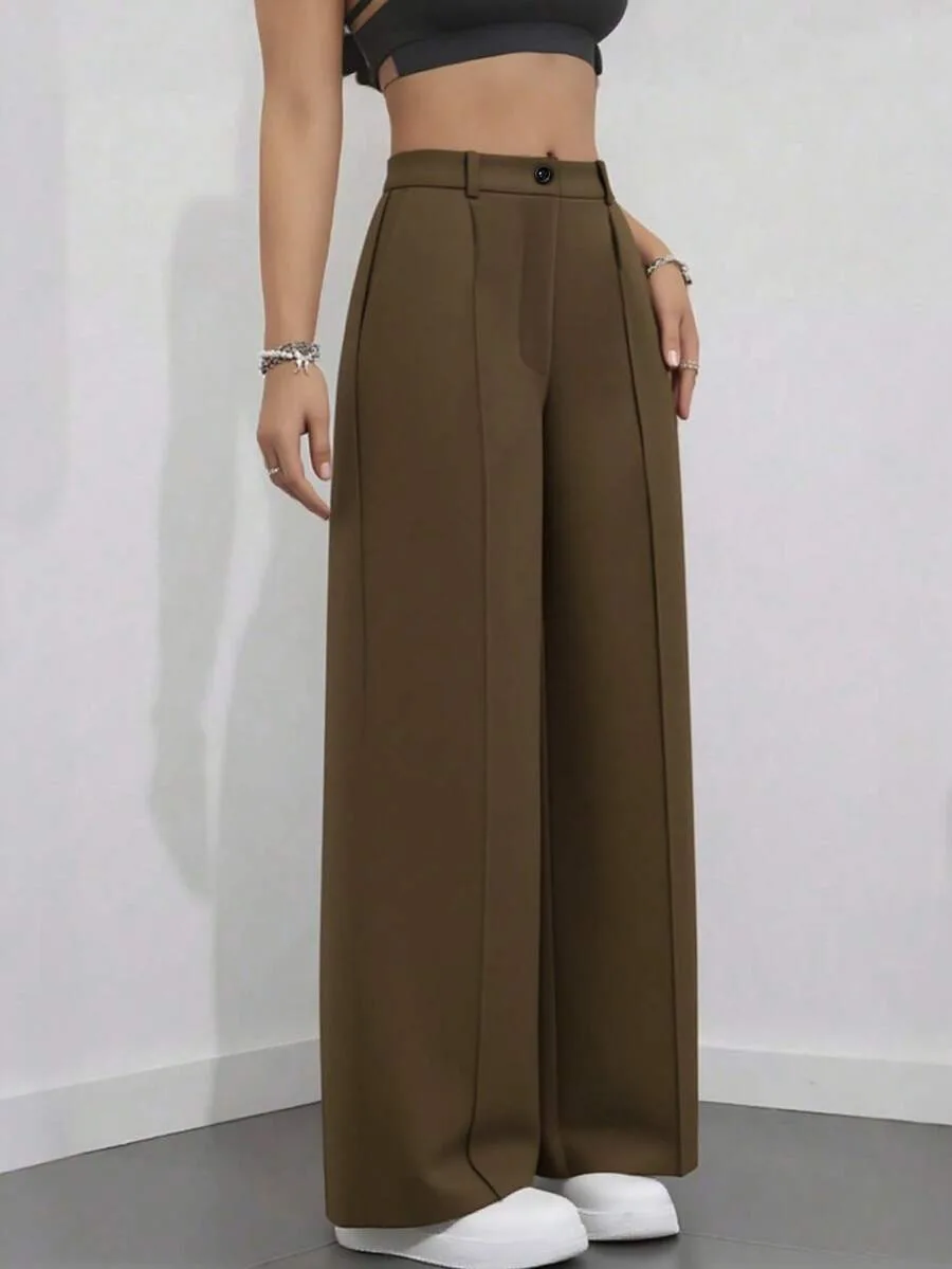 Straight Pants Women High Waist Formal Suit Trousers Female Business Full Length Button Fly Spring Summer Office Lady 2026