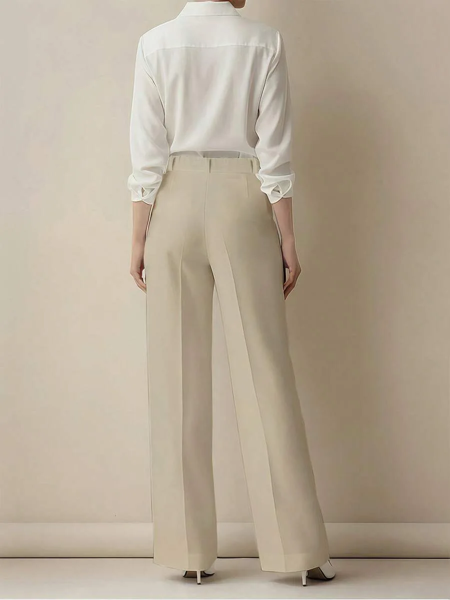 Straight Pants Women High Waist Formal Suit Trousers Female Business Full Length Button Fly Spring Summer Office Lady 2026