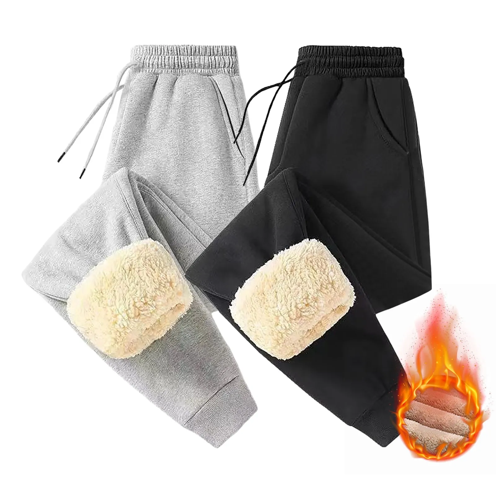 Women’S Fleece Lined Sweatpants Casual Plaid Leggings Stretchy Work Pants Autumn Winter Thick Warm Slacks Tether Ropa Mujer
