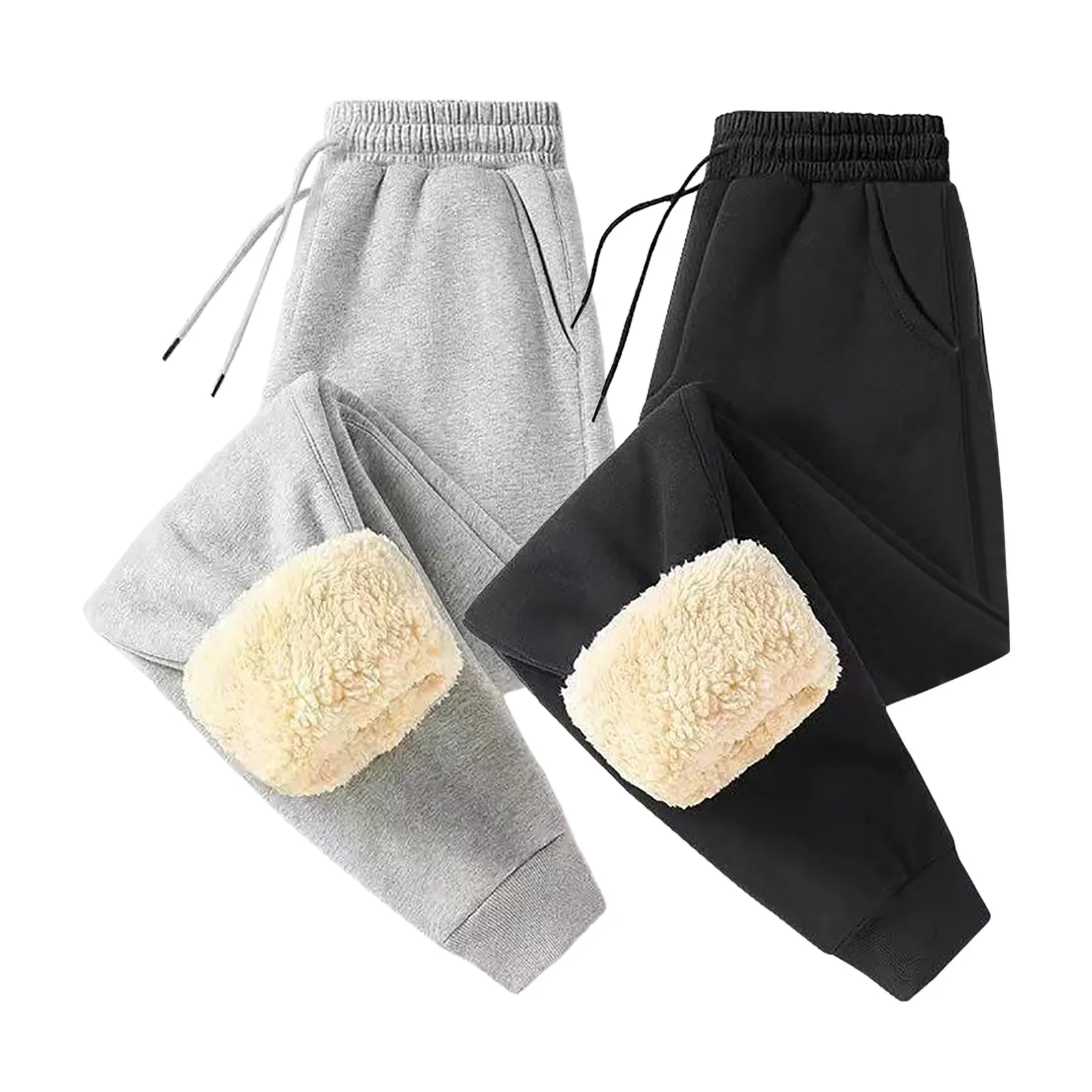 Women’S Fleece Lined Sweatpants Casual Plaid Leggings Stretchy Work Pants Autumn Winter Thick Warm Slacks Tether Ropa Mujer
