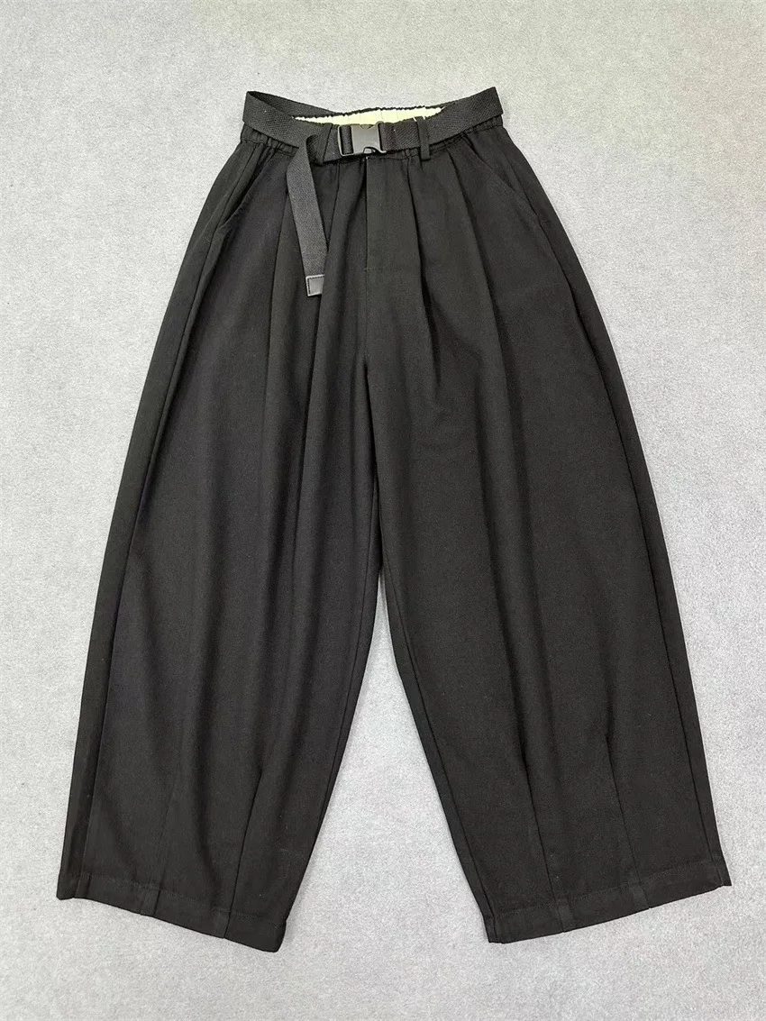 Johnature Loose Slouchy Retro Casual Pants Women New Fashion Wide-Leg Straight Cropped Japanese Pants