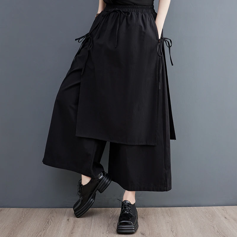 Cotton black high Waist  vintage Casual loose spring summer autumn clothes skirt Pants for Women 2026 Trousers Streetwear