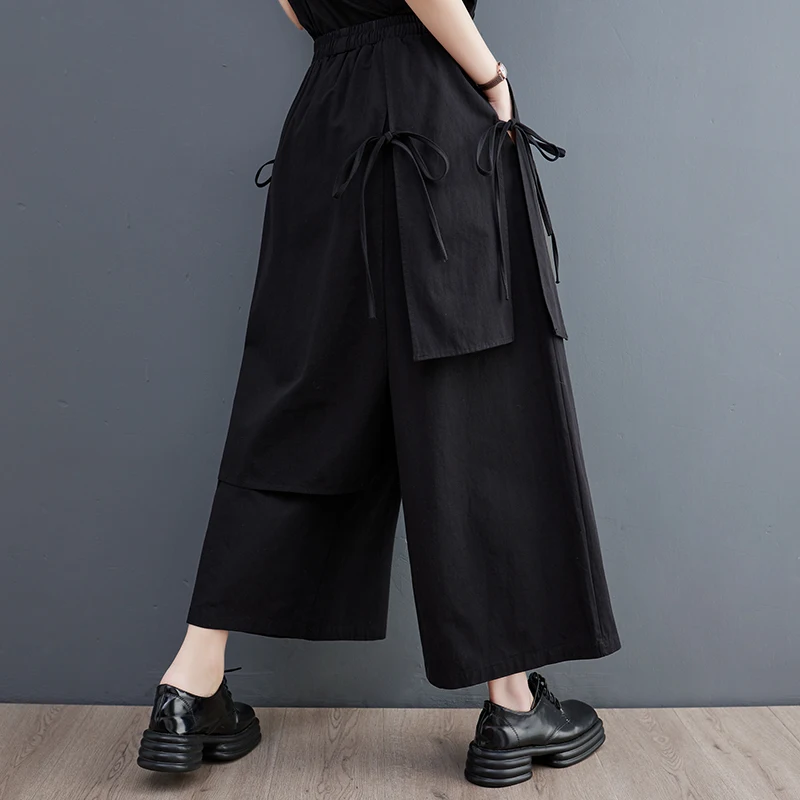 Cotton black high Waist  vintage Casual loose spring summer autumn clothes skirt Pants for Women 2026 Trousers Streetwear