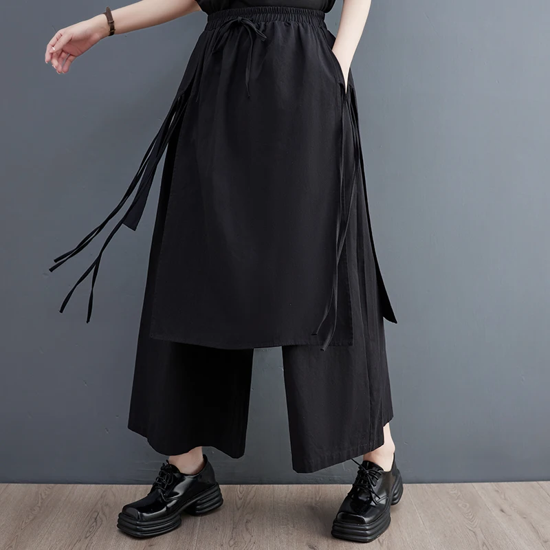 Cotton black high Waist  vintage Casual loose spring summer autumn clothes skirt Pants for Women 2026 Trousers Streetwear