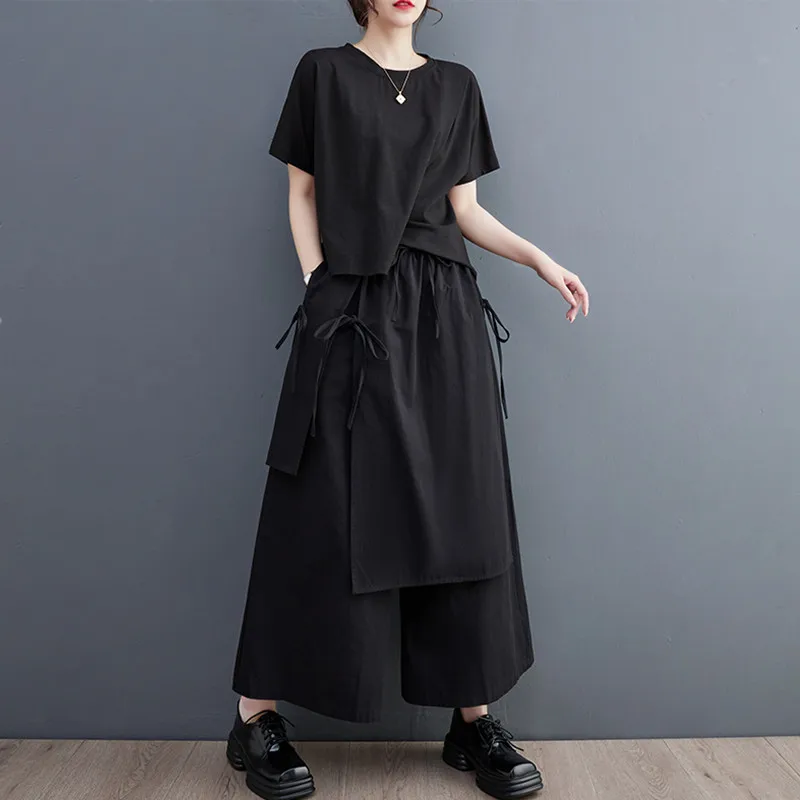 Cotton black high Waist  vintage Casual loose spring summer autumn clothes skirt Pants for Women 2026 Trousers Streetwear