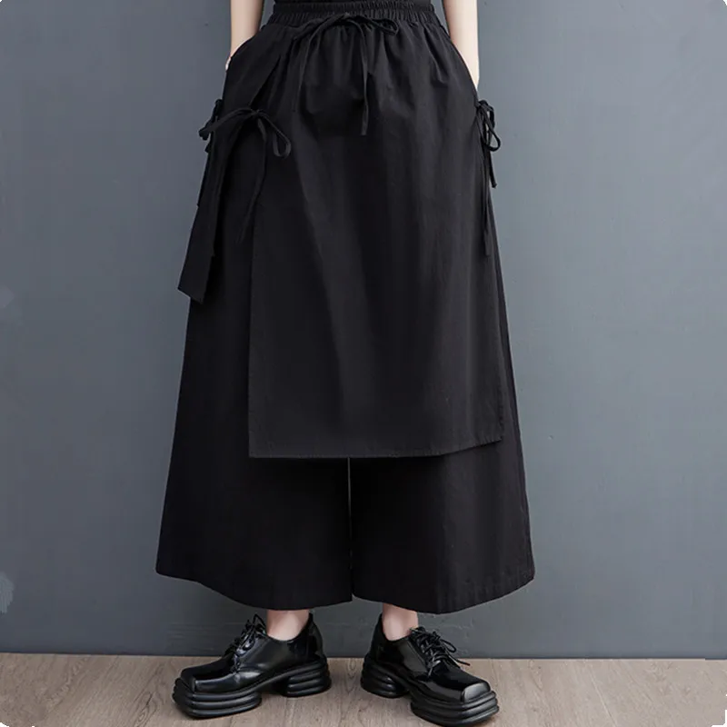 Cotton black high Waist  vintage Casual loose spring summer autumn clothes skirt Pants for Women 2026 Trousers Streetwear