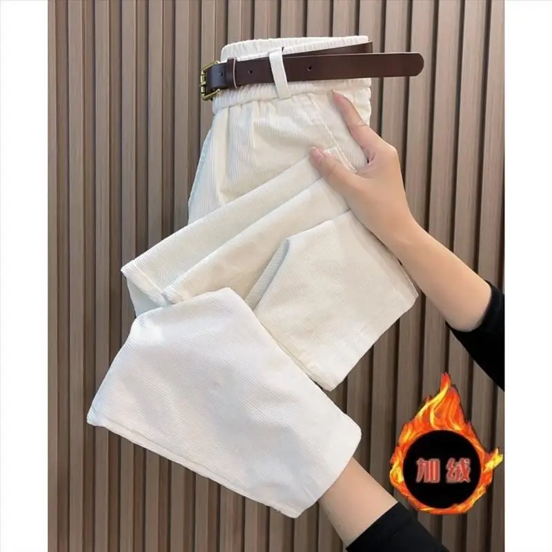 Velvet Harem Pants Women Fashion Casual Corduroy Trouser Spring Autumn Elastic Waist Loose Radish Pant Versatile 4XL