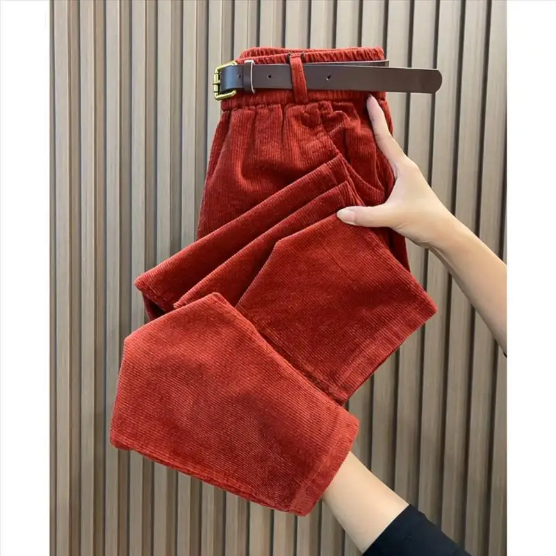 Velvet Harem Pants Women Fashion Casual Corduroy Trouser Spring Autumn Elastic Waist Loose Radish Pant Versatile 4XL
