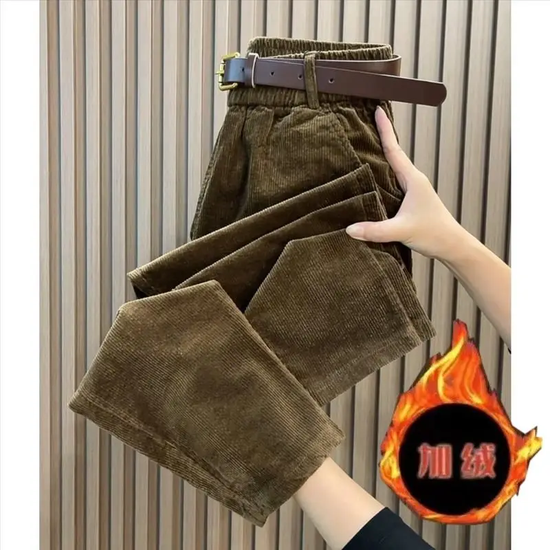 Velvet Harem Pants Women Fashion Casual Corduroy Trouser Spring Autumn Elastic Waist Loose Radish Pant Versatile 4XL