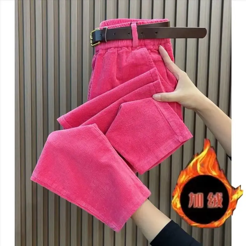 Velvet Harem Pants Women Fashion Casual Corduroy Trouser Spring Autumn Elastic Waist Loose Radish Pant Versatile 4XL