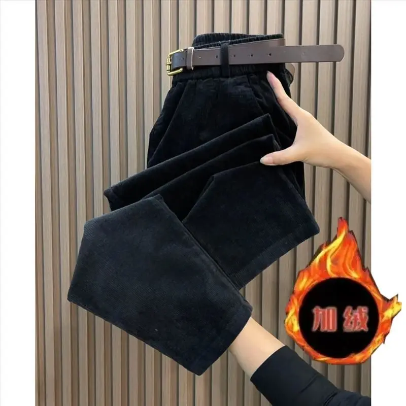 Velvet Harem Pants Women Fashion Casual Corduroy Trouser Spring Autumn Elastic Waist Loose Radish Pant Versatile 4XL