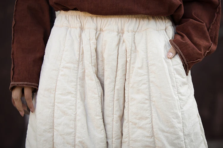 Thick Warm Casual Padded Pant Women New 2024 Winter Vintage Style Solid Color Loose Female Quilted Cotton Linen Harem Pants M092