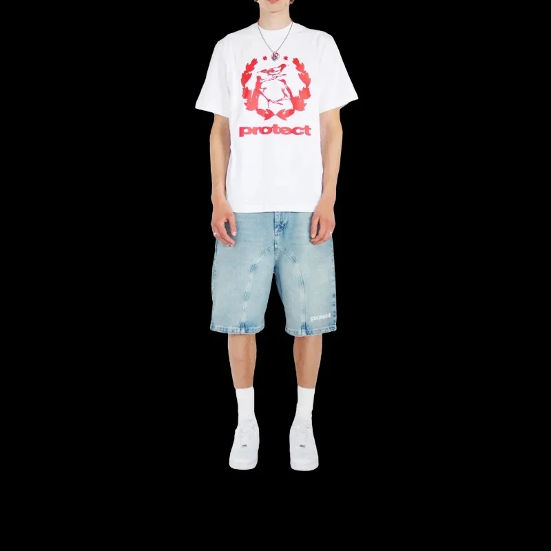 HOUZHOU Y2k Vintage Harajuku Short Jeans Women Washed Embroidery American Retro Man Denim Jorts Baggy Hip Hop Streetwear Summer