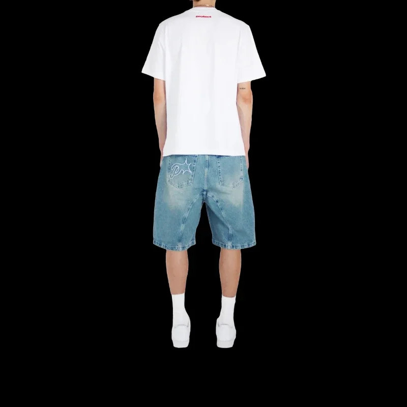 HOUZHOU Y2k Vintage Harajuku Short Jeans Women Washed Embroidery American Retro Man Denim Jorts Baggy Hip Hop Streetwear Summer