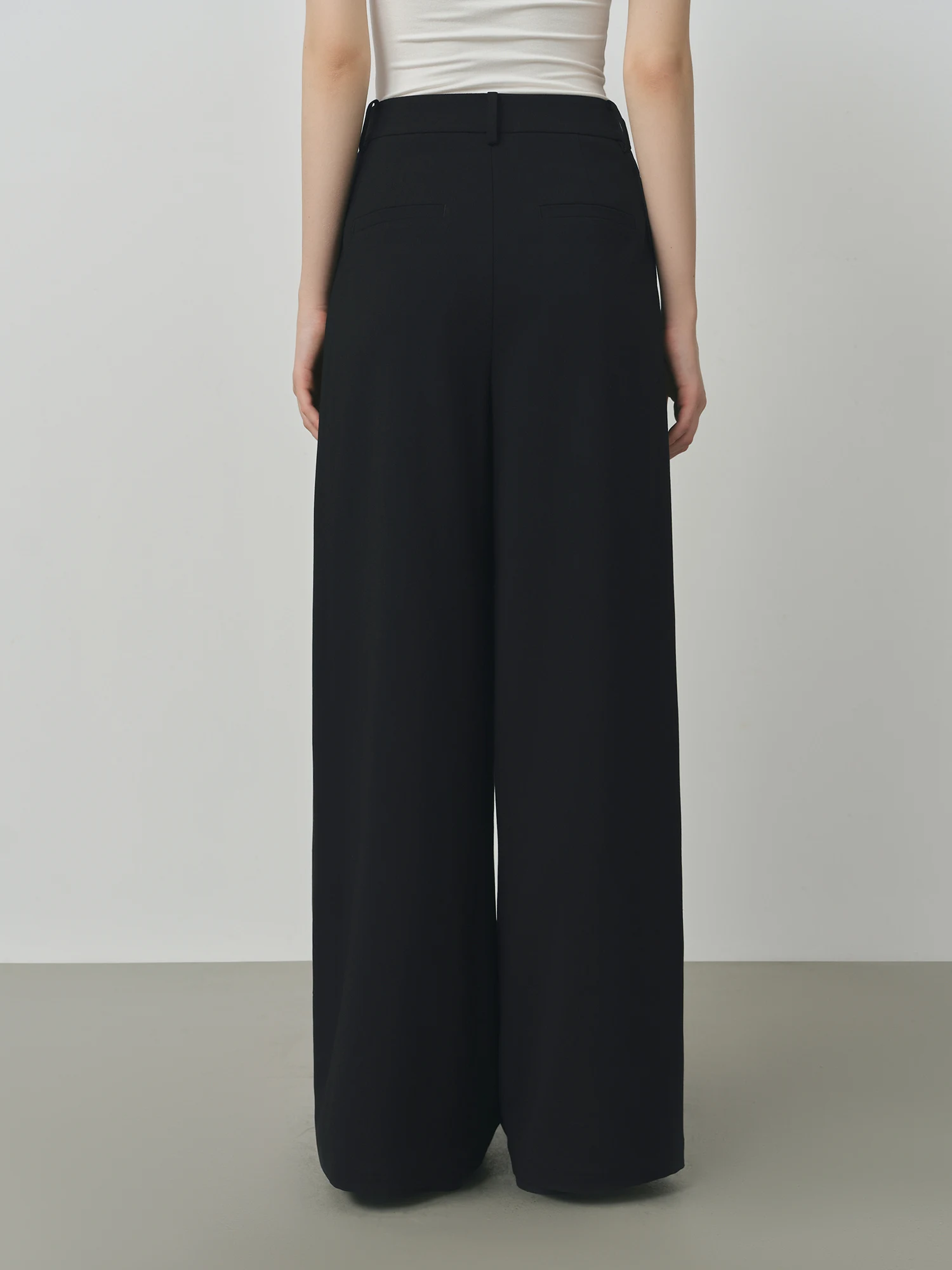 FSLE 2025 New Women Loose Fit Wide Leg Pants Black White Trousers High Waist Casual Pants Soft Drapey Free Waist Rope Vintage