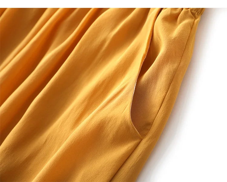 SuyaDream Women Wide Leg Pants 100%Real Silk Solid Elastic Waisted Ankle-length 2025 Office Spring Autumn Chic Trousers Black
