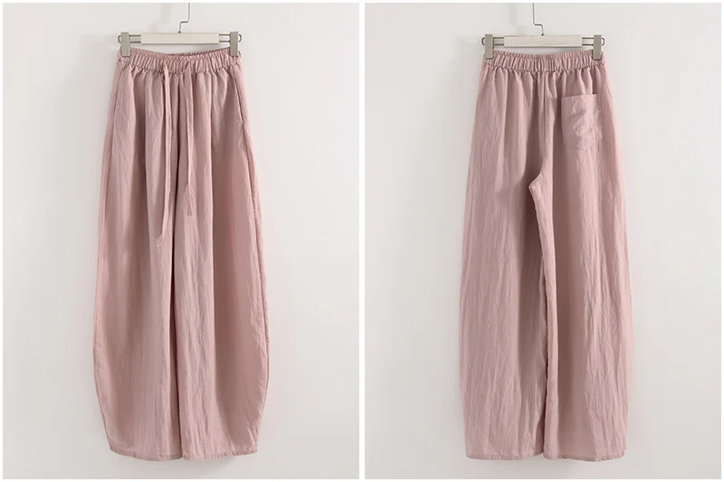KarSaNy Summer Lyocell Wide Leg Pants Women Baggy High Waist Pink Thin Loose Long Navy Blue Linen Pants Women Summer Trousers