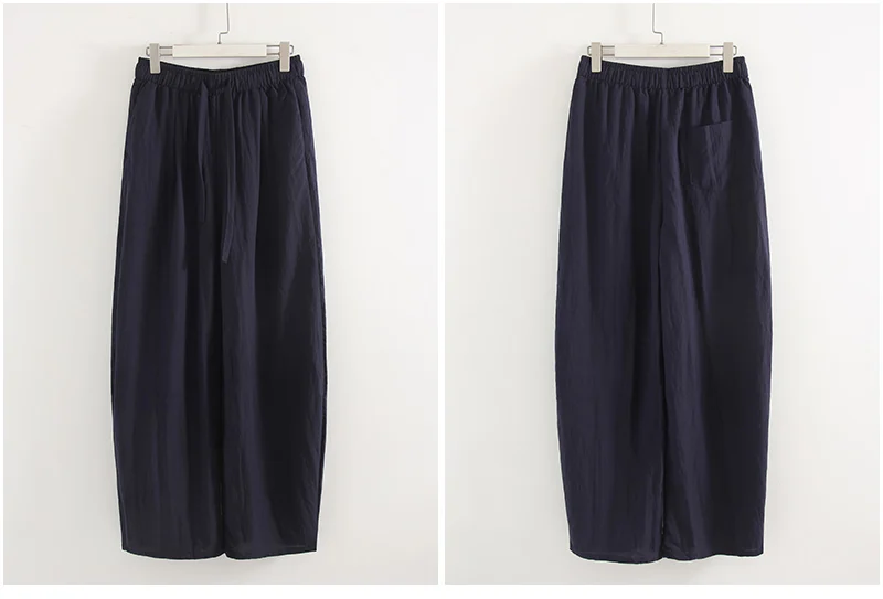 KarSaNy Summer Lyocell Wide Leg Pants Women Baggy High Waist Pink Thin Loose Long Navy Blue Linen Pants Women Summer Trousers