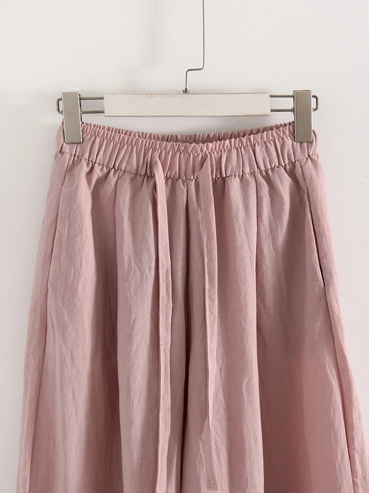 KarSaNy Summer Lyocell Wide Leg Pants Women Baggy High Waist Pink Thin Loose Long Navy Blue Linen Pants Women Summer Trousers