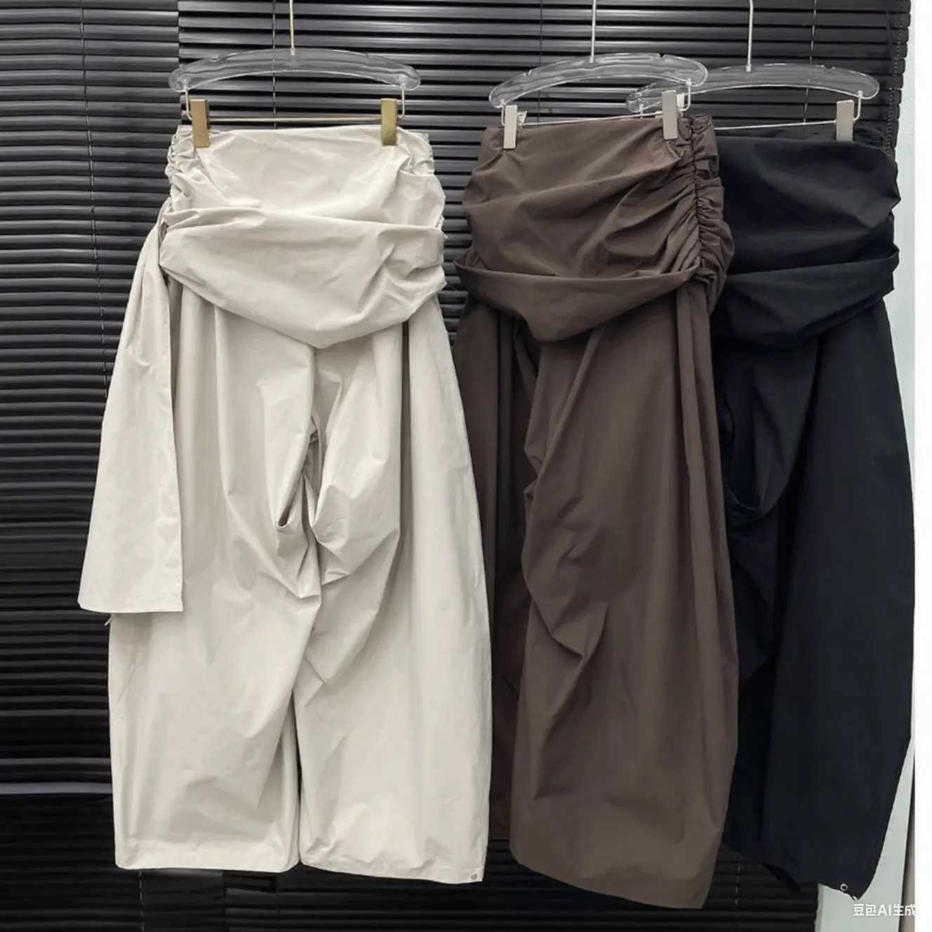 SuperAen Korean Style 2025 Summer New Design Women's Spliced Waist Folds Casual Pants Fashion Loose Long Wide-leg Pants