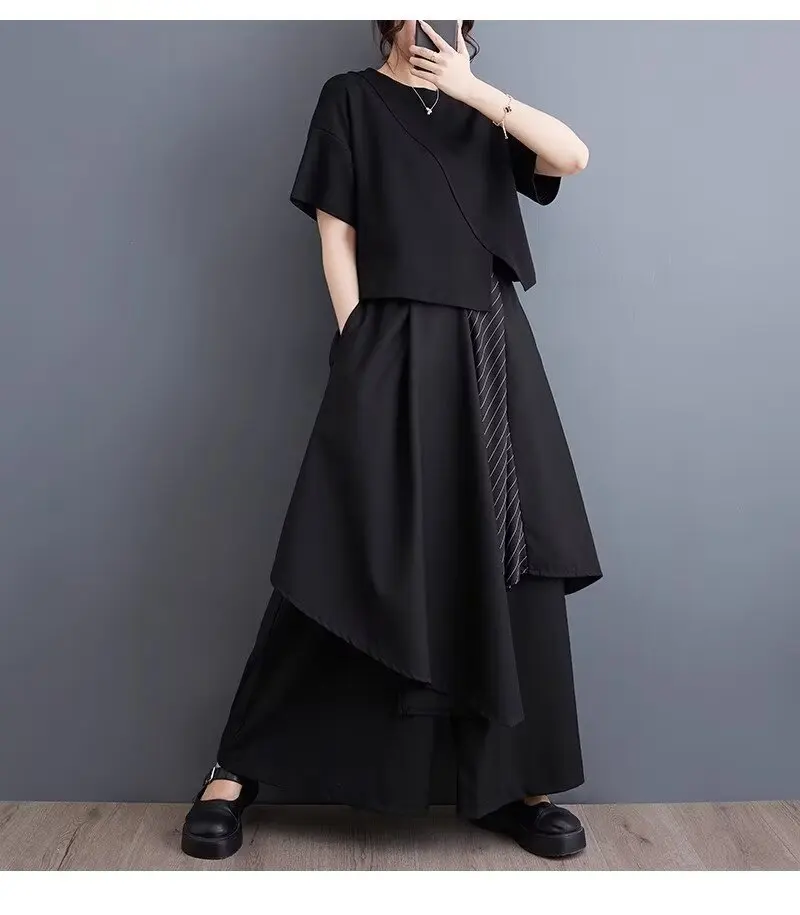 Y2k Black Streetwear Women's Pants Harajuku Fashion Punk Gothic Casual Baggy Trousers for Women Irregular Design Clothing