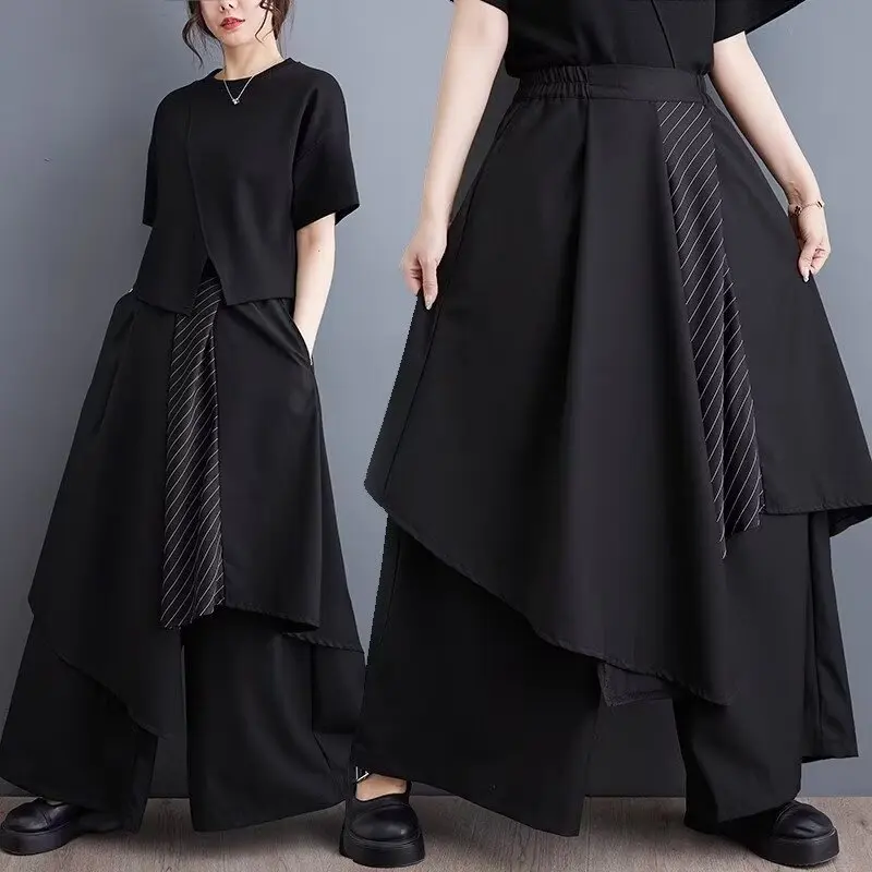 Y2k Black Streetwear Women's Pants Harajuku Fashion Punk Gothic Casual Baggy Trousers for Women Irregular Design Clothing