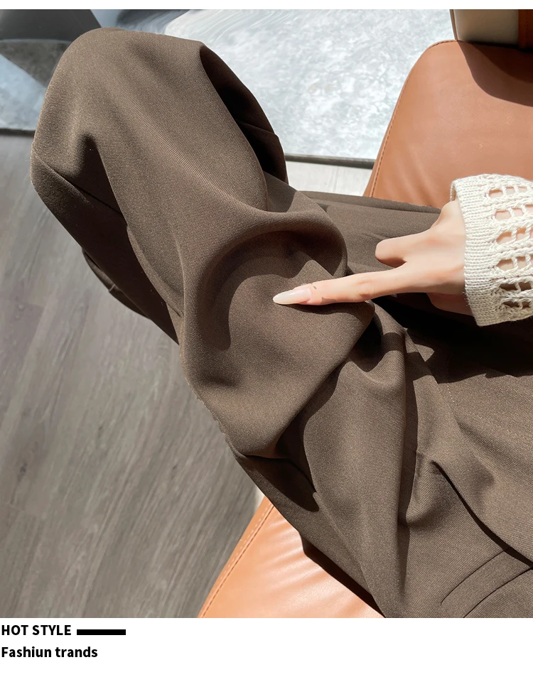 Seoulish Autumn Elegant Women's Wide Leg Pants 2024 New Korean Solid Button Casual Loose Office Full Length Trousers Female
