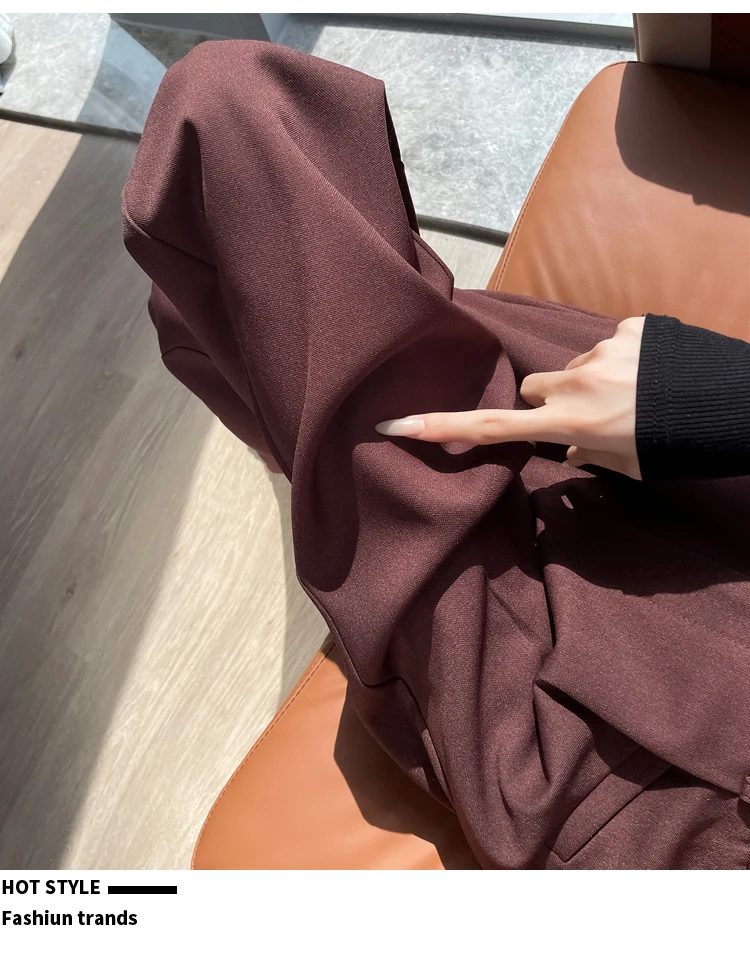 Seoulish Autumn Elegant Women's Wide Leg Pants 2024 New Korean Solid Button Casual Loose Office Full Length Trousers Female