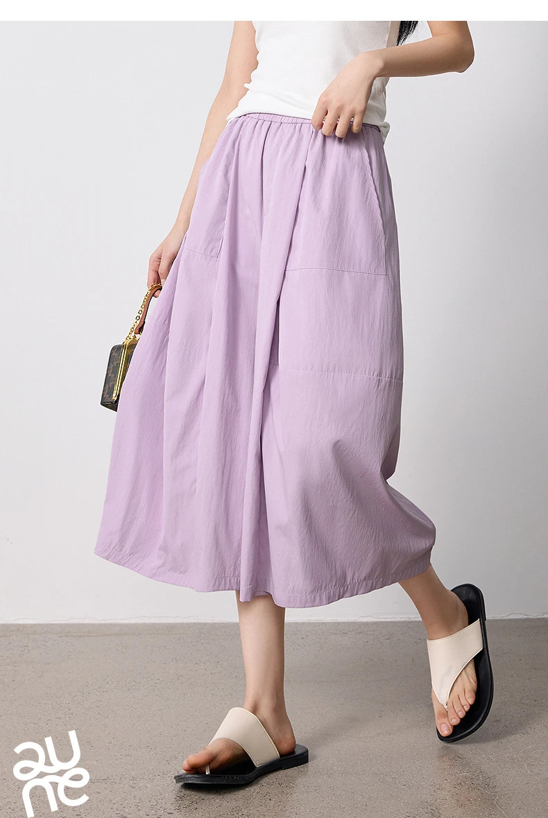 TOYOUTH Women Slight Wrinkle Textured Casual Pants 2026 Summer New Lavender Purple Split Oversized Wide Leg Cropped Pants
