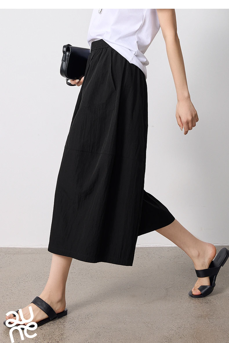 TOYOUTH Women Slight Wrinkle Textured Casual Pants 2026 Summer New Lavender Purple Split Oversized Wide Leg Cropped Pants