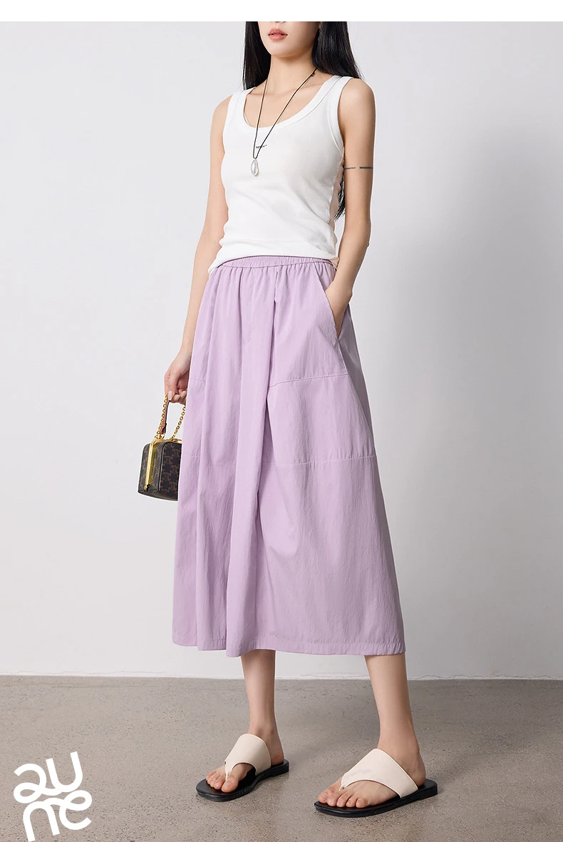 TOYOUTH Women Slight Wrinkle Textured Casual Pants 2026 Summer New Lavender Purple Split Oversized Wide Leg Cropped Pants