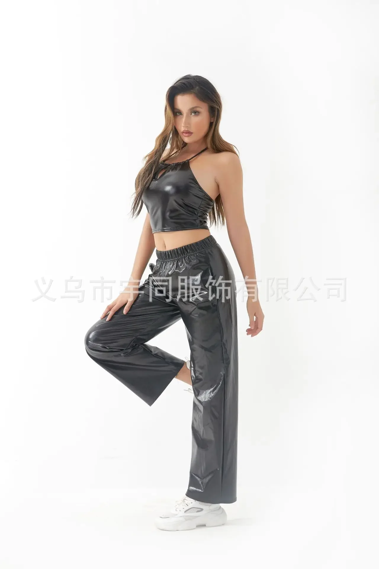 Red Women's Fashion Aurora Laser Gradual Change High Waist Straight Pants, Blue Thin Female Stretch Trousers, 2025 New