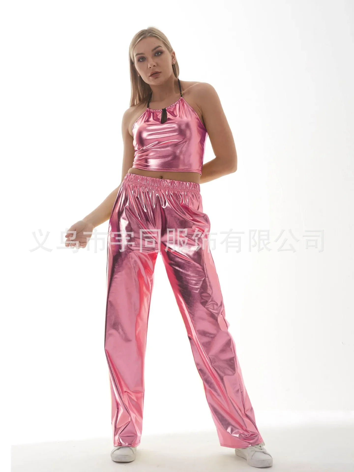 Red Women's Fashion Aurora Laser Gradual Change High Waist Straight Pants, Blue Thin Female Stretch Trousers, 2025 New