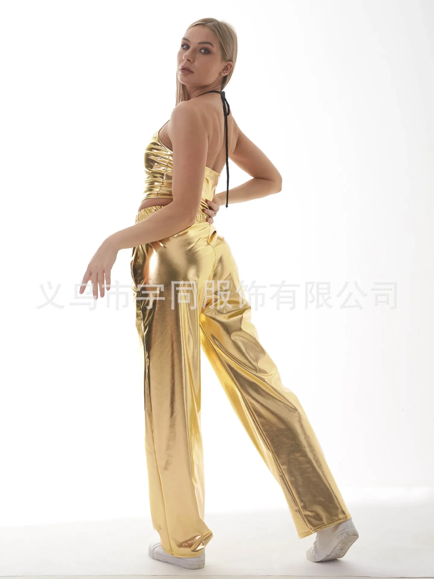 Red Women's Fashion Aurora Laser Gradual Change High Waist Straight Pants, Blue Thin Female Stretch Trousers, 2025 New