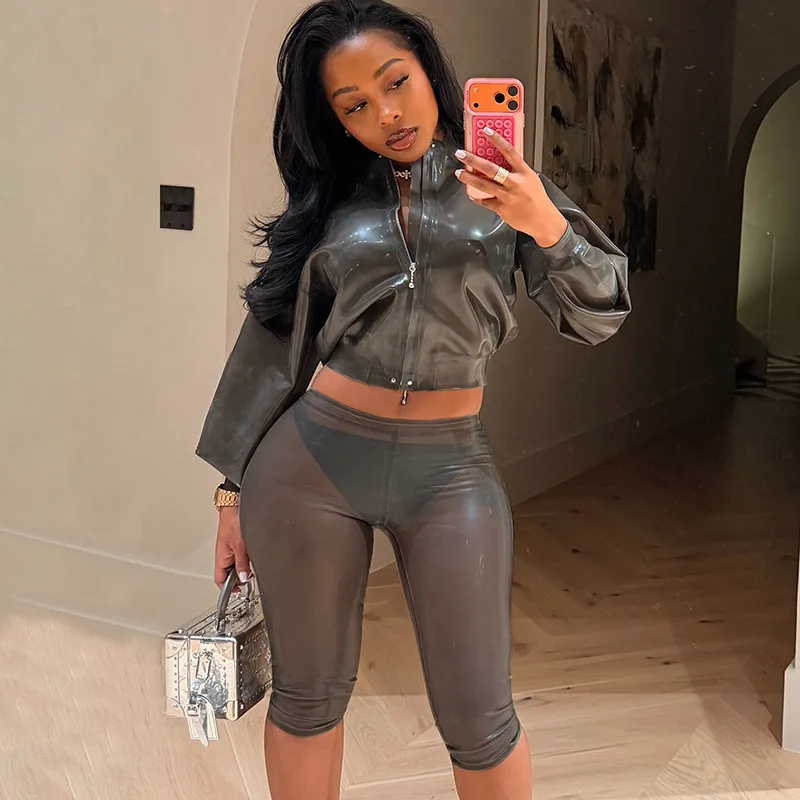 Joskaa Sexy See Through Shorts Women's Hipster Skin Tight Stretchy Capri Trousers Coquette Midnight Party Club Female Bottoms