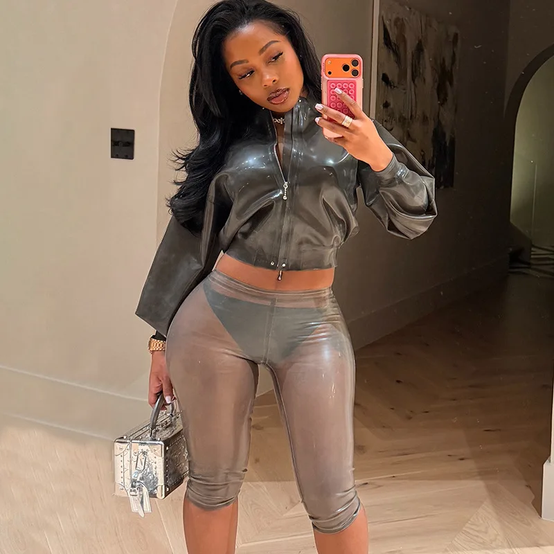 Joskaa Sexy See Through Shorts Women's Hipster Skin Tight Stretchy Capri Trousers Coquette Midnight Party Club Female Bottoms