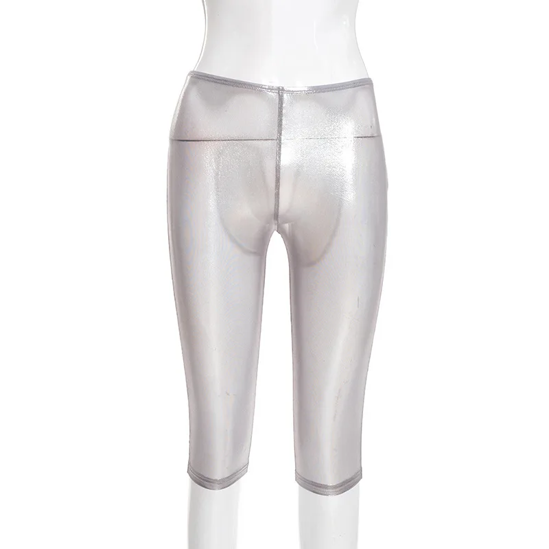 Joskaa Sexy See Through Shorts Women's Hipster Skin Tight Stretchy Capri Trousers Coquette Midnight Party Club Female Bottoms