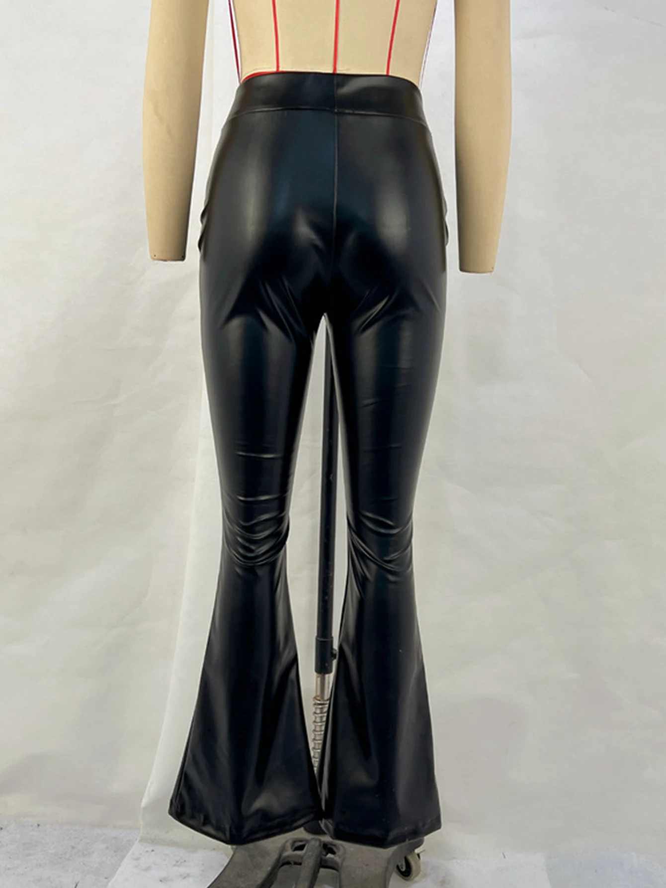 Sexy y2k clothes black PU leather pants women casual fashion streetwear gothic high waist flare leggings trousers womens pants